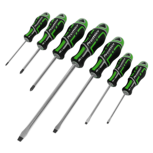 Sealey Premier Screwdriver Set 7 Piece - Hi-Vis Green, Model AK4321HV