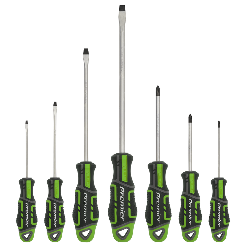 Sealey Premier Screwdriver Set 7 Piece - Hi-Vis Green, Model AK4321HV