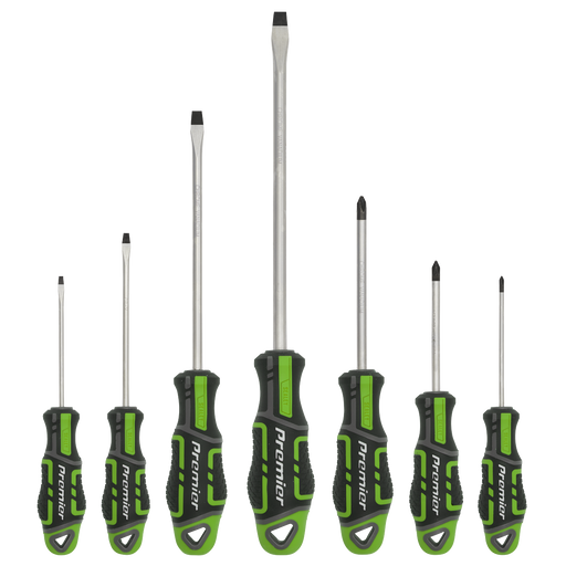 Sealey Premier Screwdriver Set 7 Piece - Hi-Vis Green, Model AK4321HV