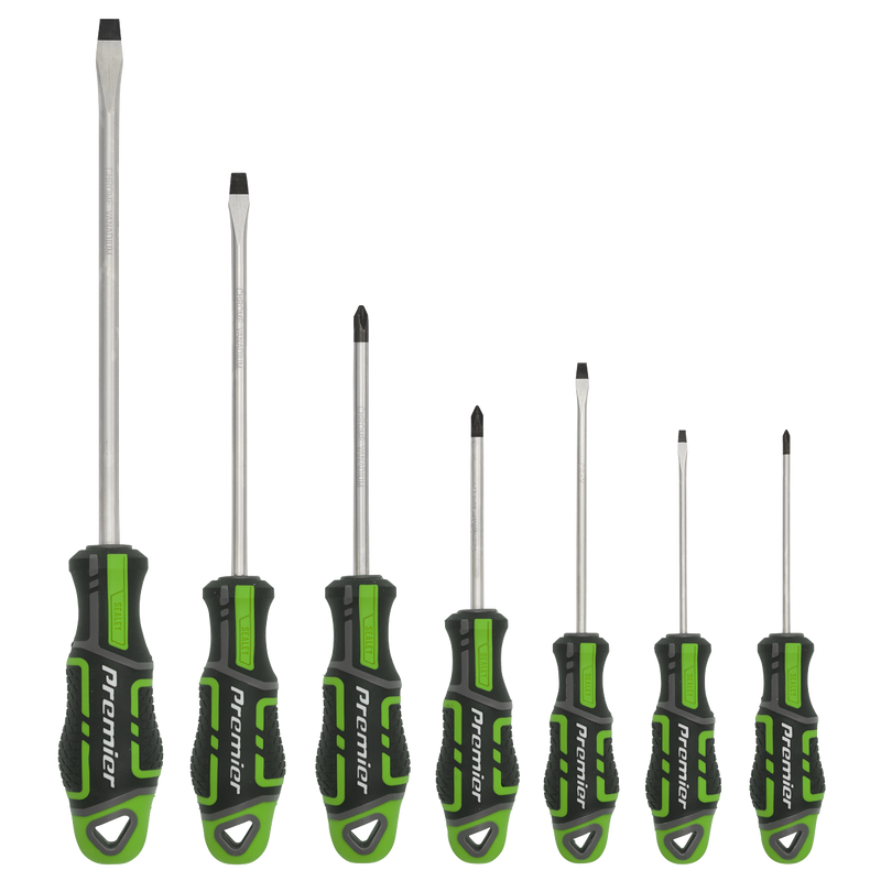 Sealey Premier Screwdriver Set 7 Piece - Hi-Vis Green, Model AK4321HV