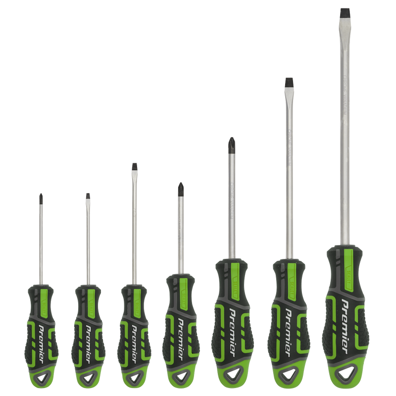 Sealey Premier Screwdriver Set 7 Piece - Hi-Vis Green, Model AK4321HV