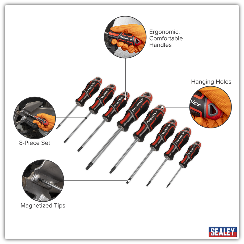 Sealey Premier Screwdriver Set 8 Piece TRX-Star* Red - Model AK4323