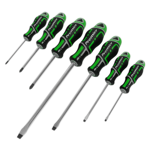 Sealey Premier Screwdriver Set 7 Piece Hi-Vis Green AK4325HV