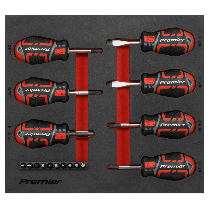 Sealey Premier Stubby Screwdriver Set 17 Piece Chrome Vanadium Steel AK4371