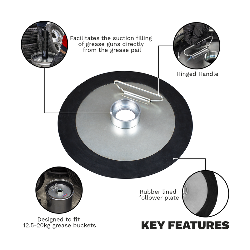 Sealey Bulk Fill Follower Plate for Grease Guns AK4409 0.67kg