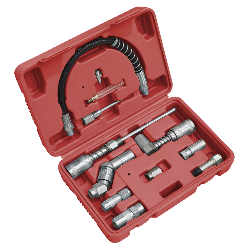 Sealey Grease Gun Adaptor Kit 12 Piece with Flexible Hose