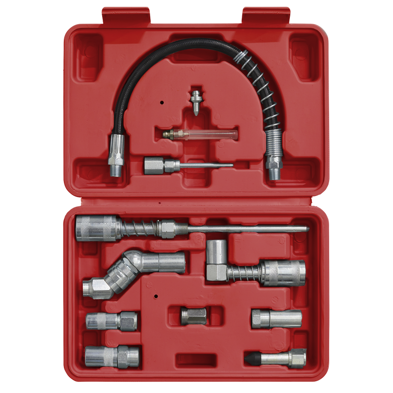 Sealey Grease Gun Adaptor Kit 12 Piece with Flexible Hose