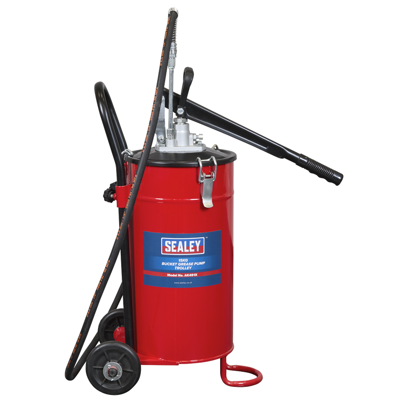 Sealey Bucket Grease Pump Trolley 15kg Capacity AK451X