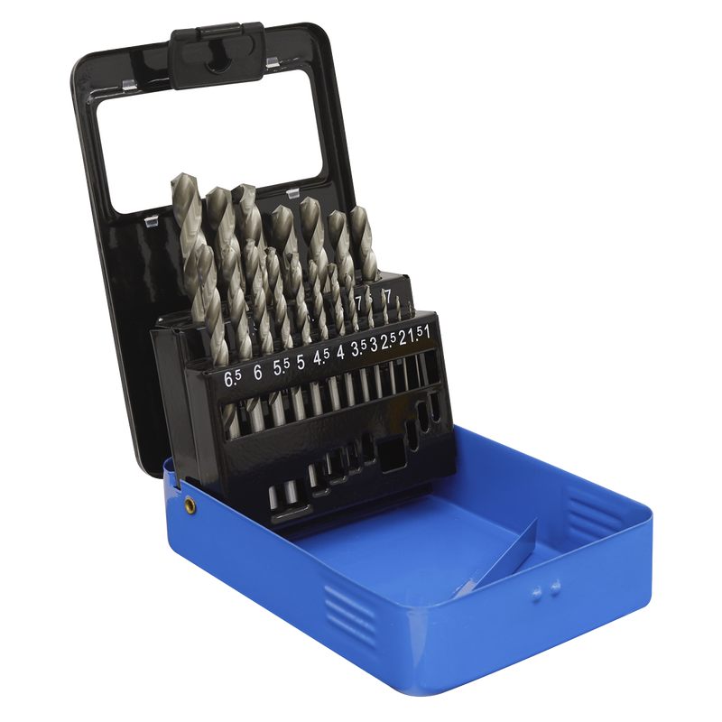 Sealey HSS Fully Ground Drill Bit Set 19 Piece 1-10mm