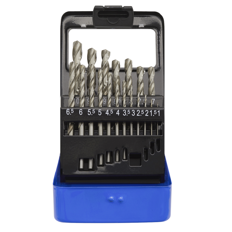 Sealey HSS Fully Ground Drill Bit Set 19 Piece 1-10mm