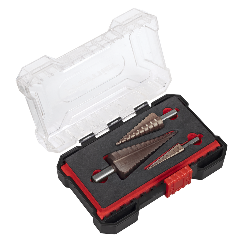 Sealey Premier Straight Flute HSS Cobalt Step Drill Bit Set 3 Piece