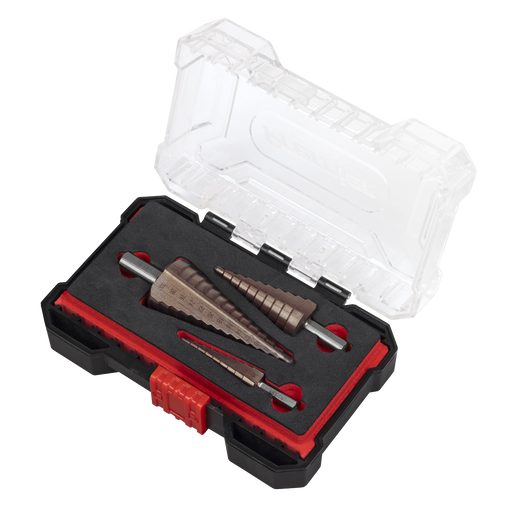 Sealey Premier Straight Flute HSS Cobalt Step Drill Bit Set 3 Piece