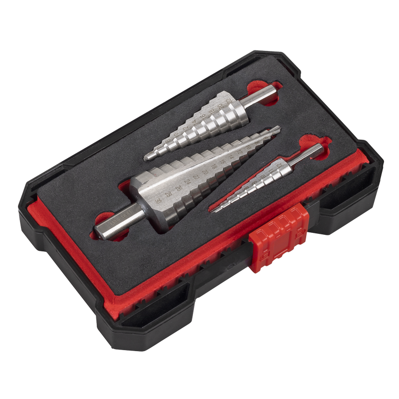 Sealey Step Drill Bit Set 3 Piece Ø4-30mm HSS 4341