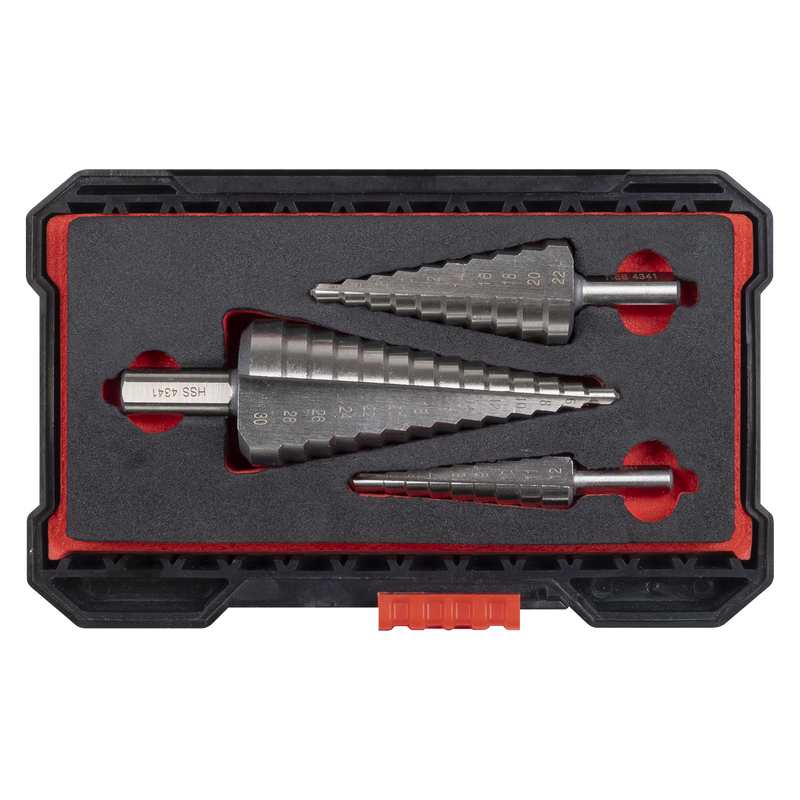 Sealey Step Drill Bit Set 3 Piece Ø4-30mm HSS 4341
