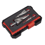 Sealey Spiral Flute HSS 4341 Step Drill Bit Set 3 Piece Ø4-30mm