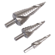 Sealey Spiral Flute HSS 4341 Step Drill Bit Set 3 Piece Ø4-30mm