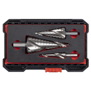 Sealey Spiral Flute HSS 4341 Step Drill Bit Set 3 Piece Ø4-30mm