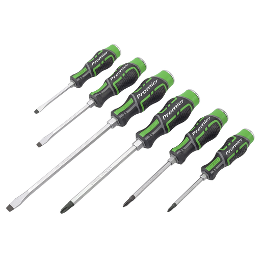 Sealey Premier Hammer-Thru Screwdriver Set 6 Piece - Hi-Vis Green