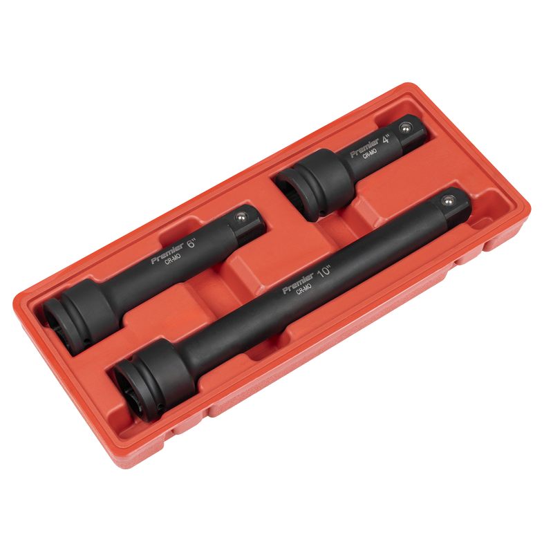 Sealey Premier Impact Extension Bar Set 3/4"Sq Drive 3 Piece