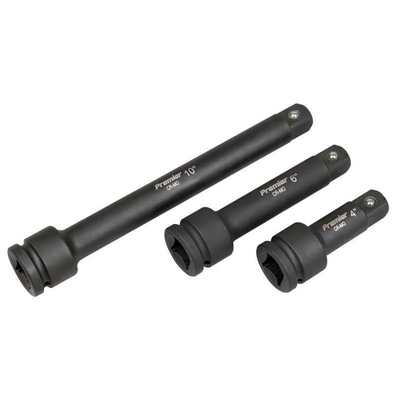 Sealey Premier Impact Extension Bar Set 3/4"Sq Drive 3 Piece