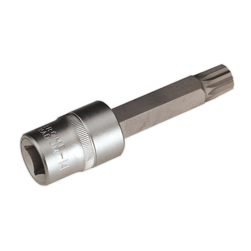 Sealey Premier Spline Socket Bit 1/2"Sq Drive M14 x 100mm