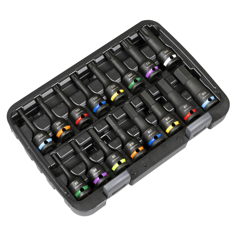 Sealey Premier Impact Socket Bit Set 1/2" Drive 16 Piece