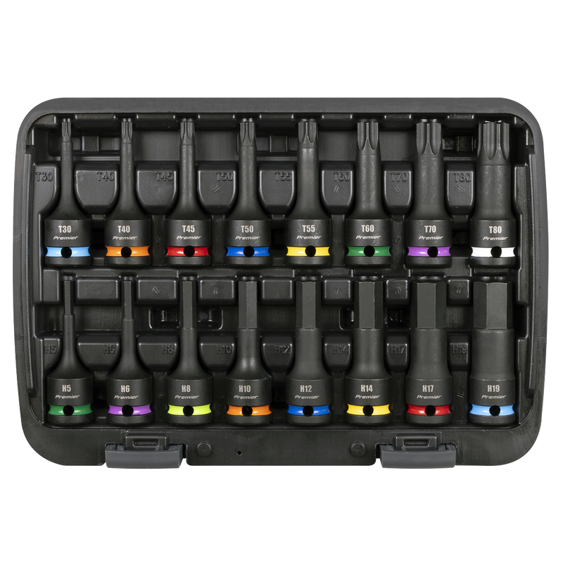 Sealey Premier Impact Socket Bit Set 1/2" Drive 16 Piece