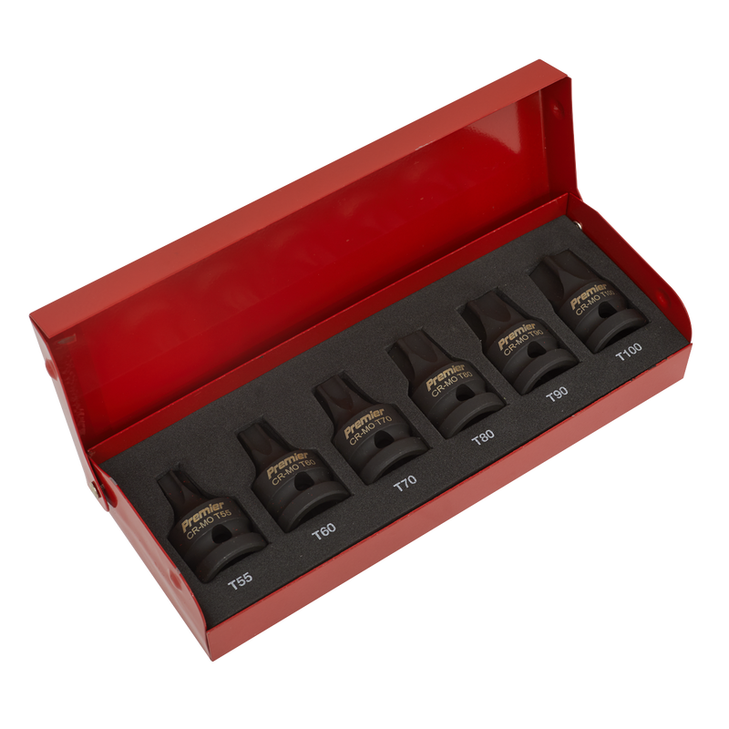 Sealey Premier Impact Socket Bit Set 1/2"Sq Drive 6 Piece AK5607