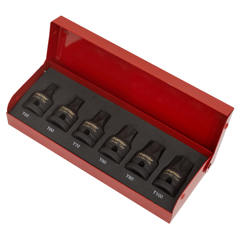Sealey Premier Impact Socket Bit Set 1/2"Sq Drive 6 Piece AK5607