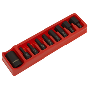 Sealey Premier Hex Impact Bit & Holder Set 1/2"Sq Drive 9 Piece