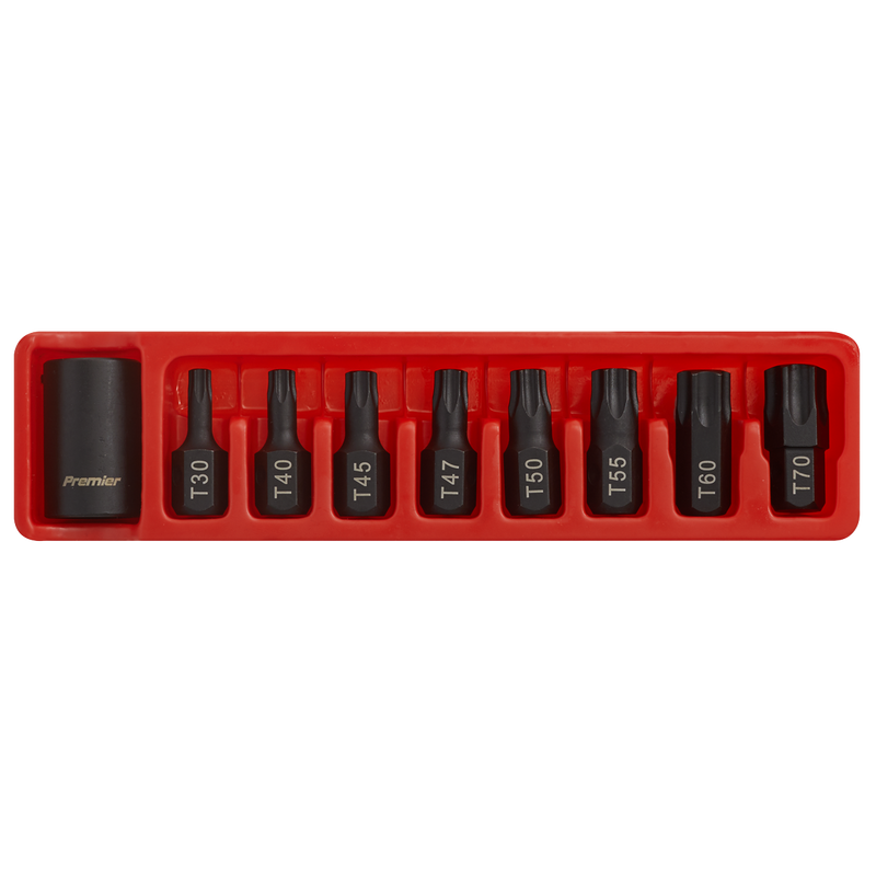 Sealey Premier Impact Bit & Holder Set 1/2"Sq Drive 9 Piece