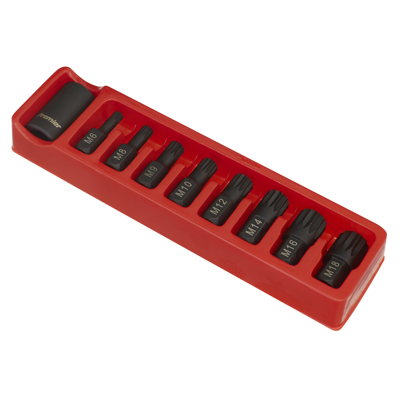 Sealey Premier Impact Bit & Holder Set 1/2"Sq Drive 9 Piece