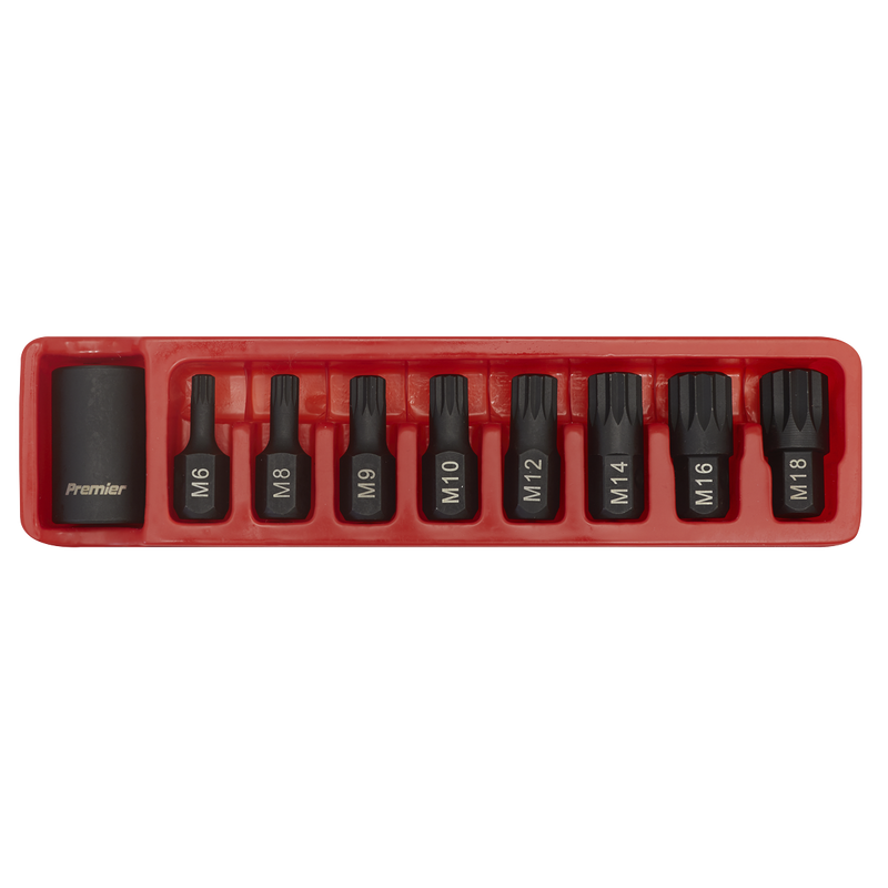 Sealey Premier Impact Bit & Holder Set 1/2"Sq Drive 9 Piece