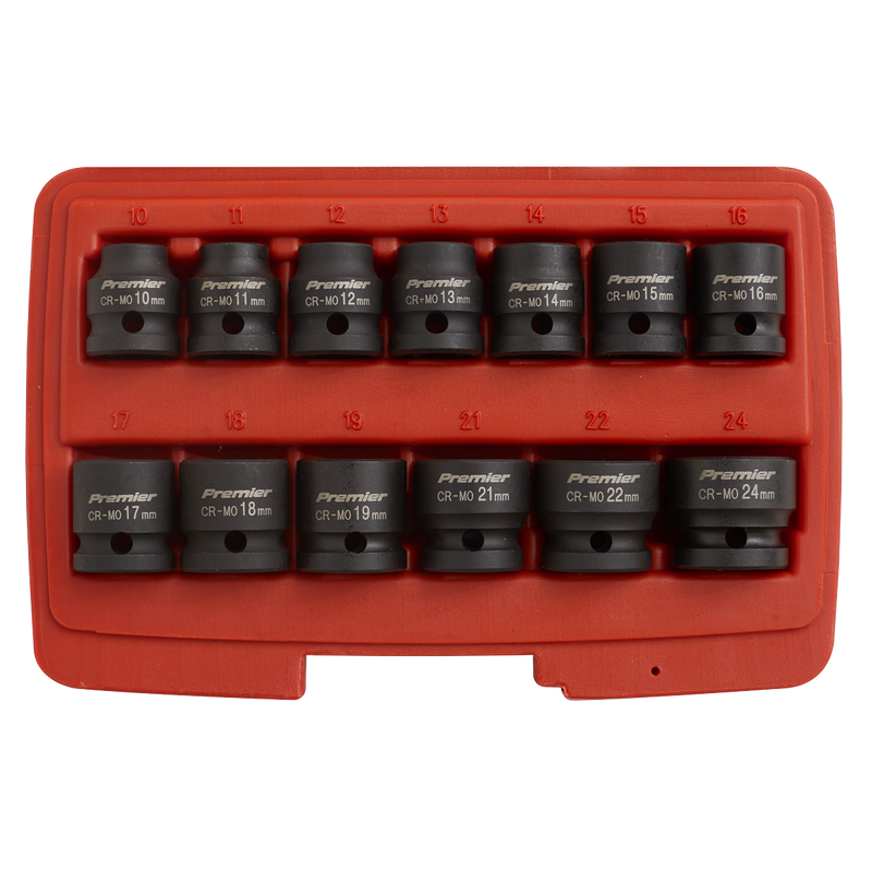 Sealey Premier Impact Socket Set 1/2"Sq Drive 13 Piece