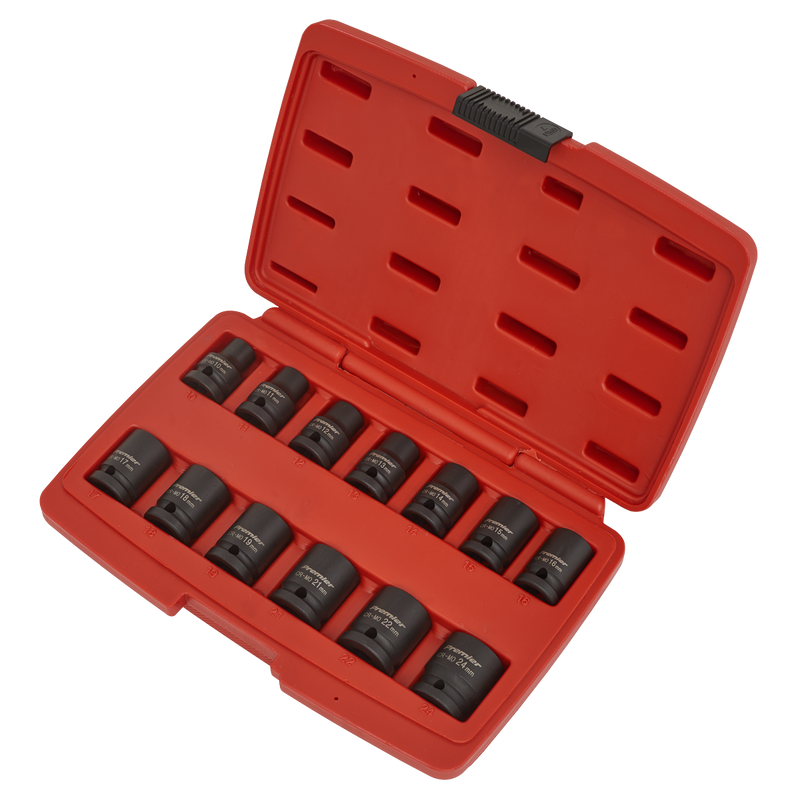 Sealey Premier Impact Socket Set 1/2" Sq Drive 13 Piece