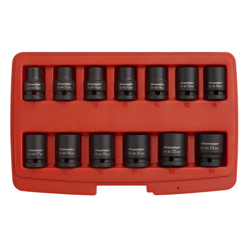 Sealey Premier Impact Socket Set 1/2" Sq Drive 13 Piece