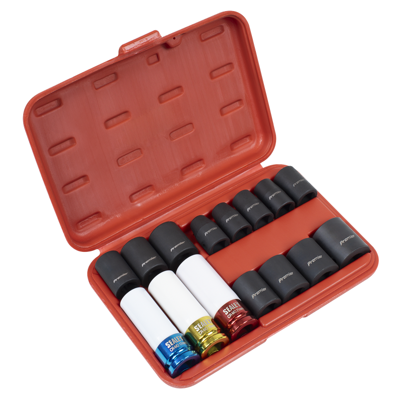 Sealey Premier Impact Socket Set 1/2" Drive 15 Piece Wheel Nut Removers