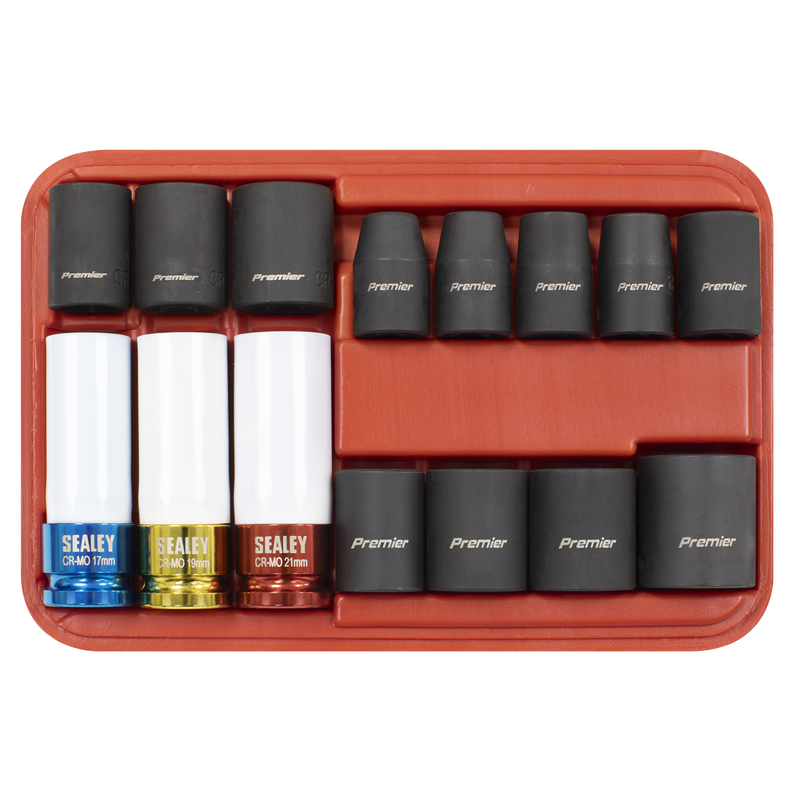Sealey Premier Impact Socket Set 1/2" Drive 15 Piece Wheel Nut Removers
