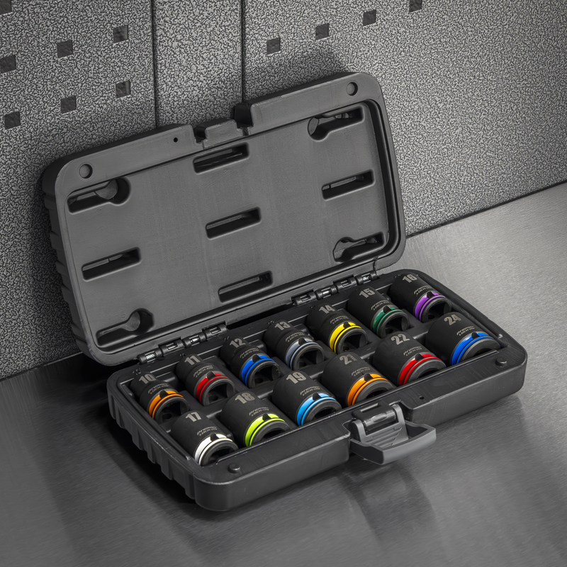 Sealey Premier Lock-On Impact Socket Set 1/2" Drive 13 Piece Metric