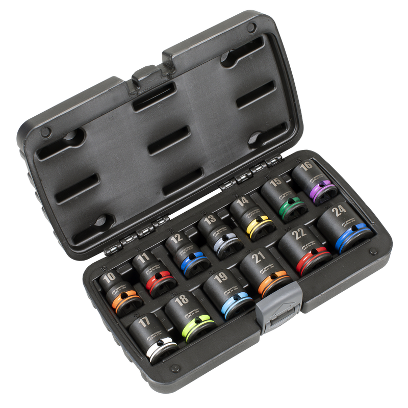 Sealey Premier Lock-On Impact Socket Set 1/2" Drive 13 Piece Metric