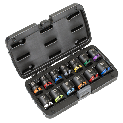 Sealey Premier Lock-On Impact Socket Set 1/2" Drive 13 Piece Metric