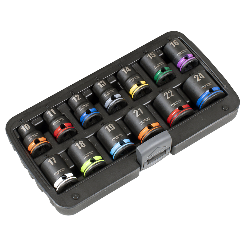 Sealey Premier Lock-On Impact Socket Set 1/2" Drive 13 Piece Metric