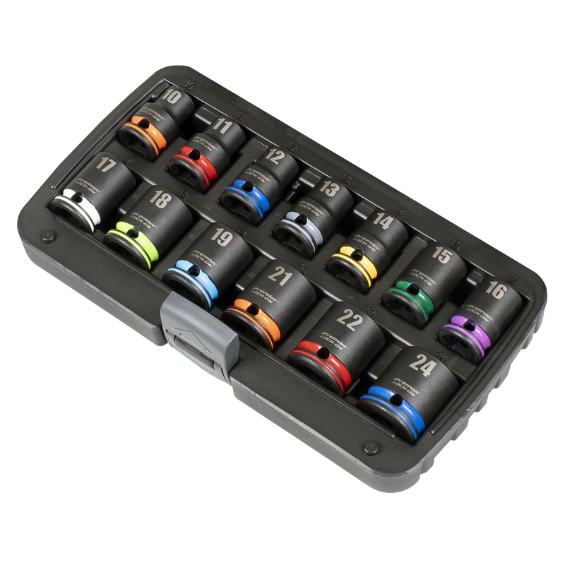 Sealey Premier Lock-On Impact Socket Set 1/2" Drive 13 Piece Metric