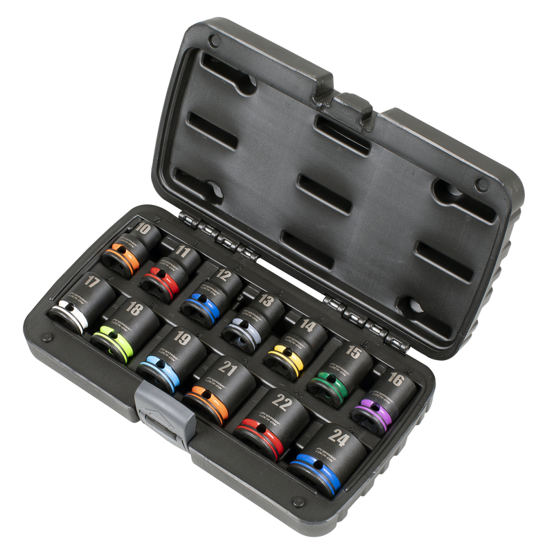 Sealey Premier Lock-On Impact Socket Set 1/2" Drive 13 Piece Metric