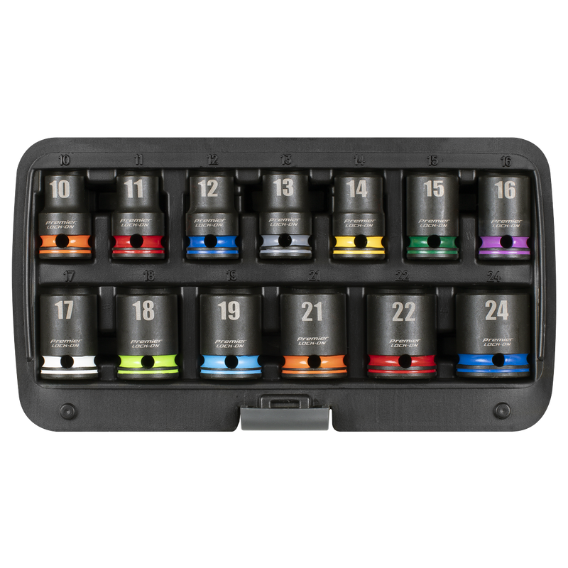 Sealey Premier Lock-On Impact Socket Set 1/2" Drive 13 Piece Metric