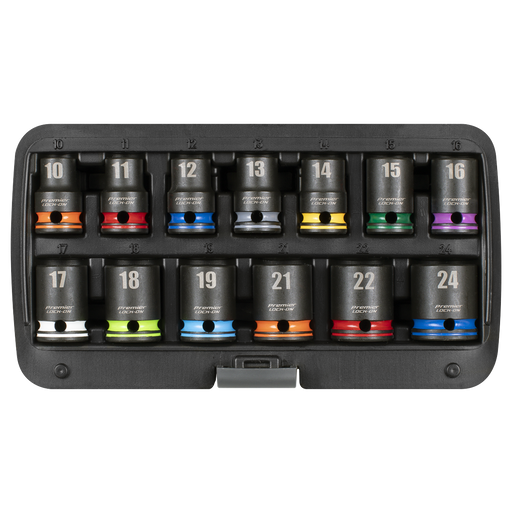 Sealey Premier Lock-On Impact Socket Set 1/2" Drive 13 Piece Metric