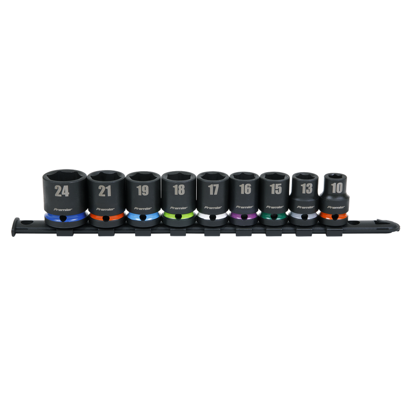 Sealey Premier Impact Socket Set 1/2" Sq Drive 9 Piece