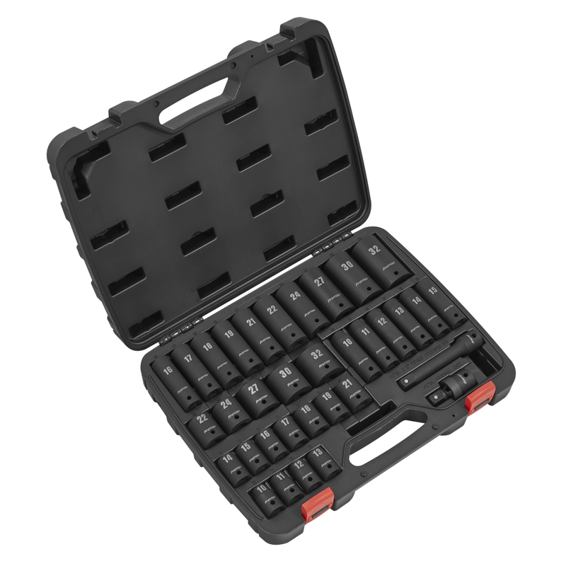 Sealey Premier Impact Socket Set 1/2"Sq Drive 34 Piece