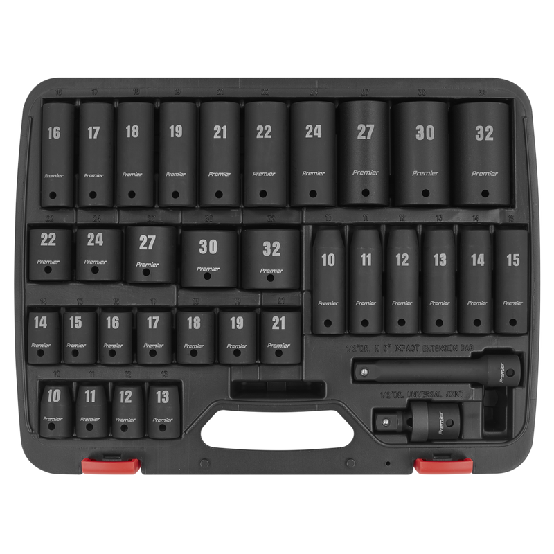 Sealey Premier Impact Socket Set 1/2"Sq Drive 34 Piece