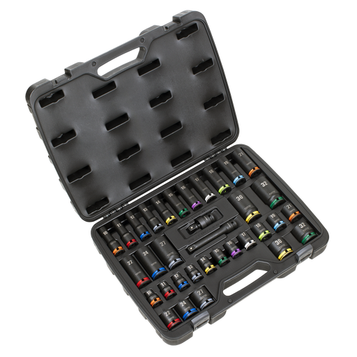 Sealey Premier Lock-On™ Impact Socket Set 34 Piece 1/2" Drive